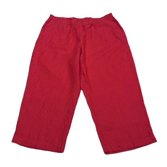 Charter Club 100% Linen Pull On Pants Women’s Size XL Red Vacation Beachy Preppy - Picture 1 of 11
